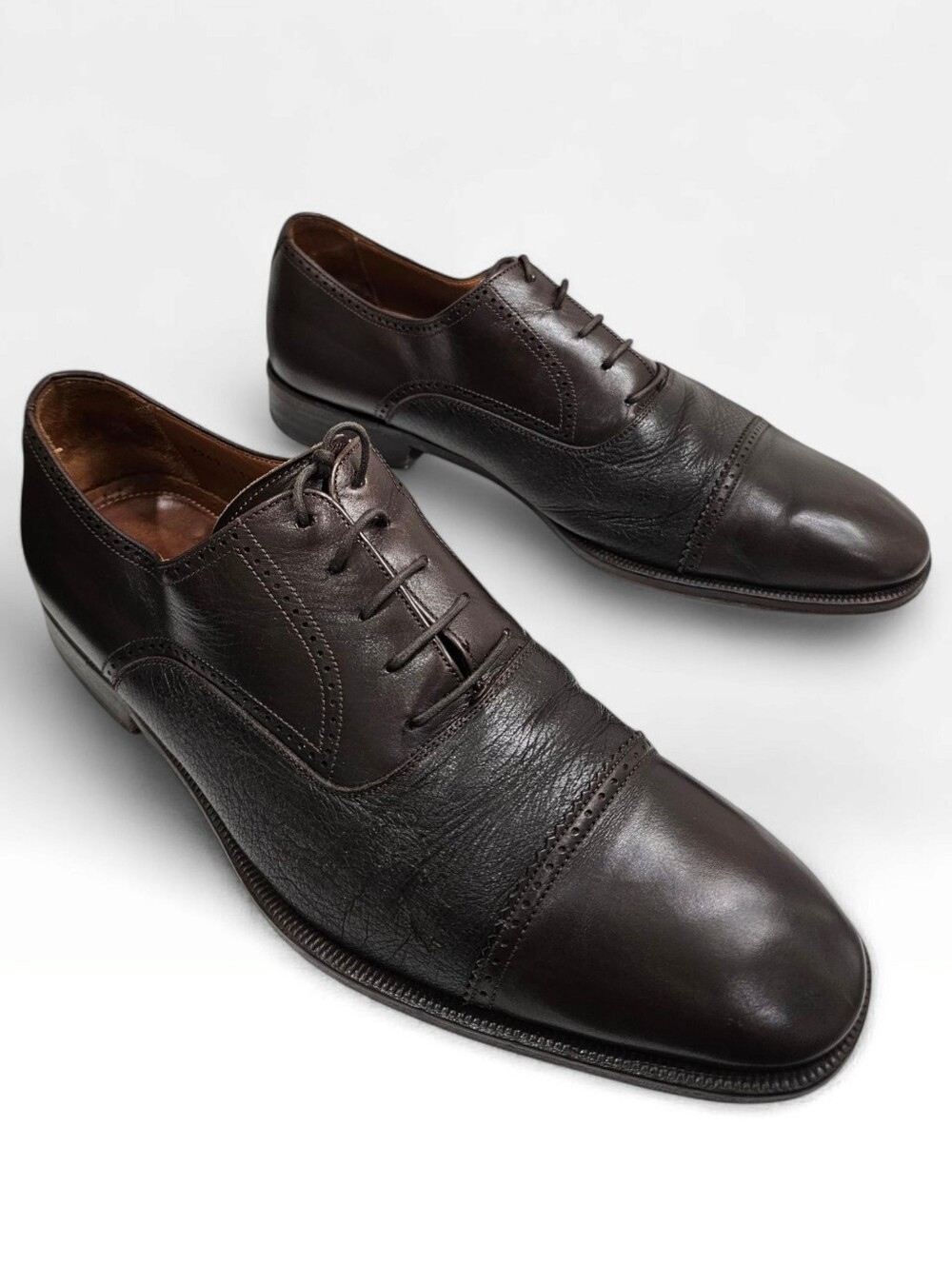 MAGNANNI Men Dark Brown Cap Toe Oxford 9249 Dress Shoes 11.5M